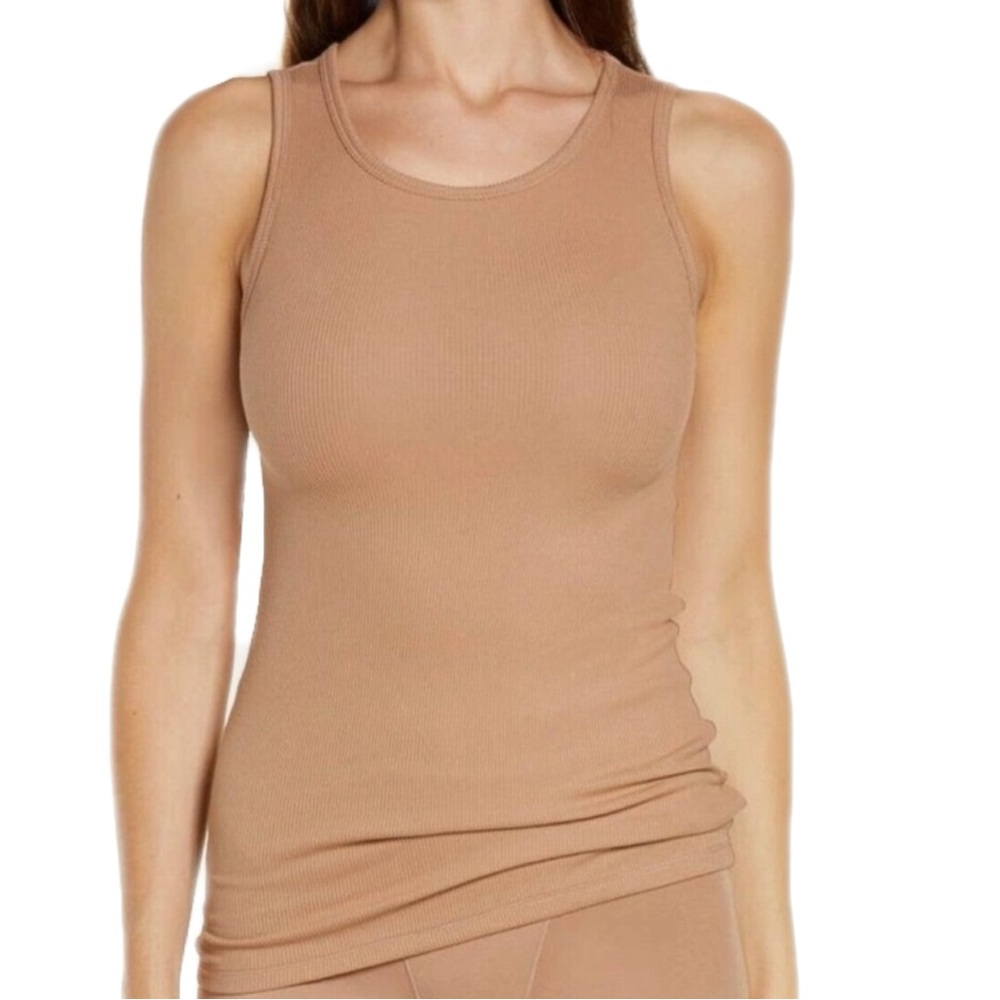SKIMS RIBBED CAMEL TANK TOP